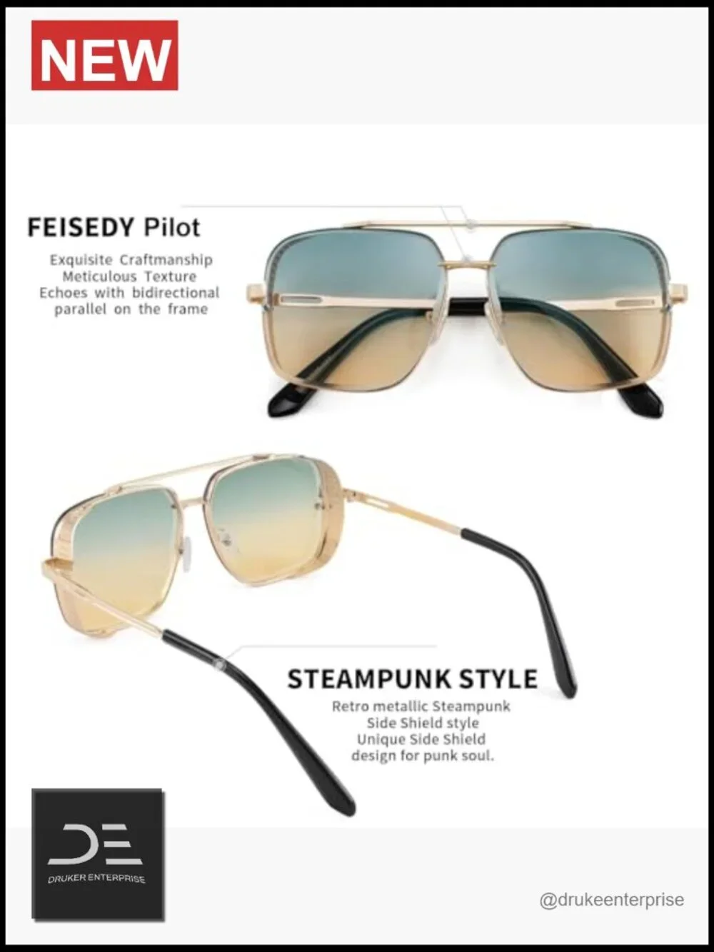 Vintage Square Aviator Metal Frame Polarized Sunglasses